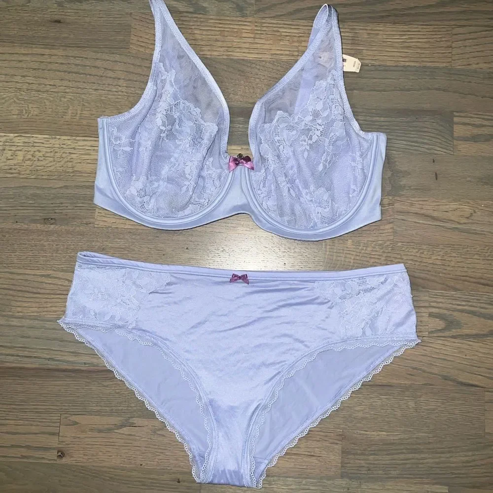 Victorias Secret Set Body Supersoft Unline Demi bra & Hiphugger panty lavender